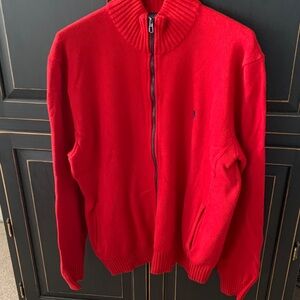 Polo by Ralph Lauren Men's Vibrant Red Zip-Up Sweater